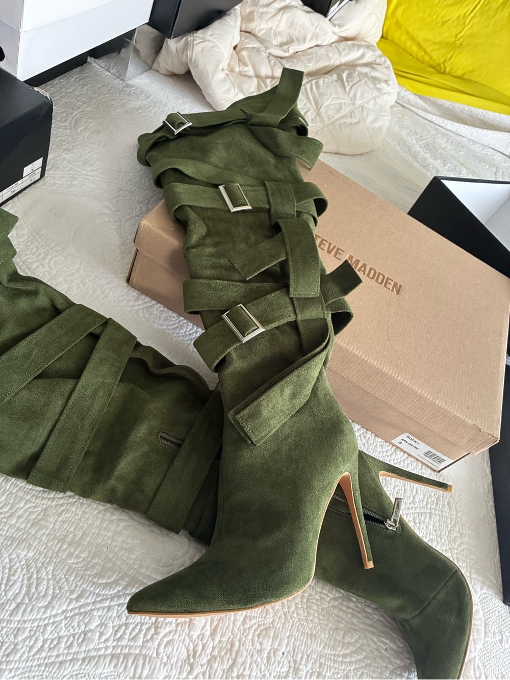 Cape Robbin Olive Green Suede Over-the-Knee Stiletto Boots